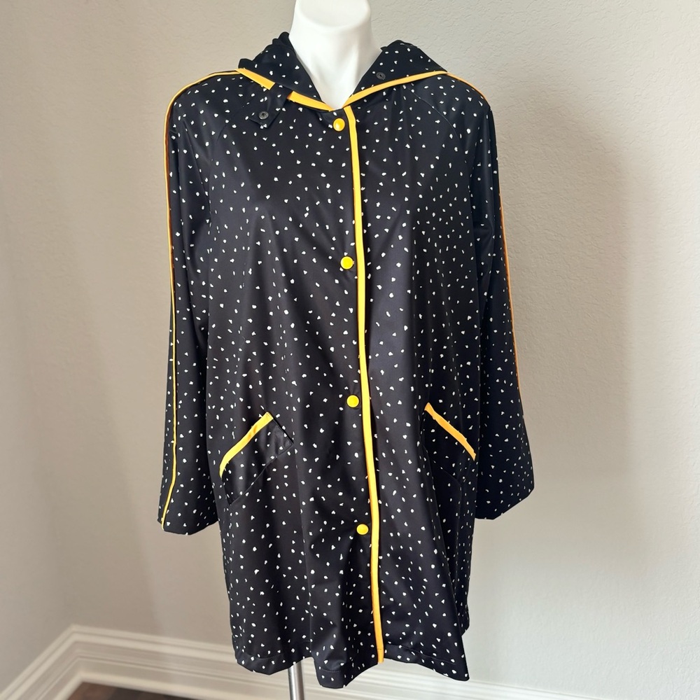 Marylou Ozbolt Stoner Black White Yellow Trim Long Jacket Women's Size Medium